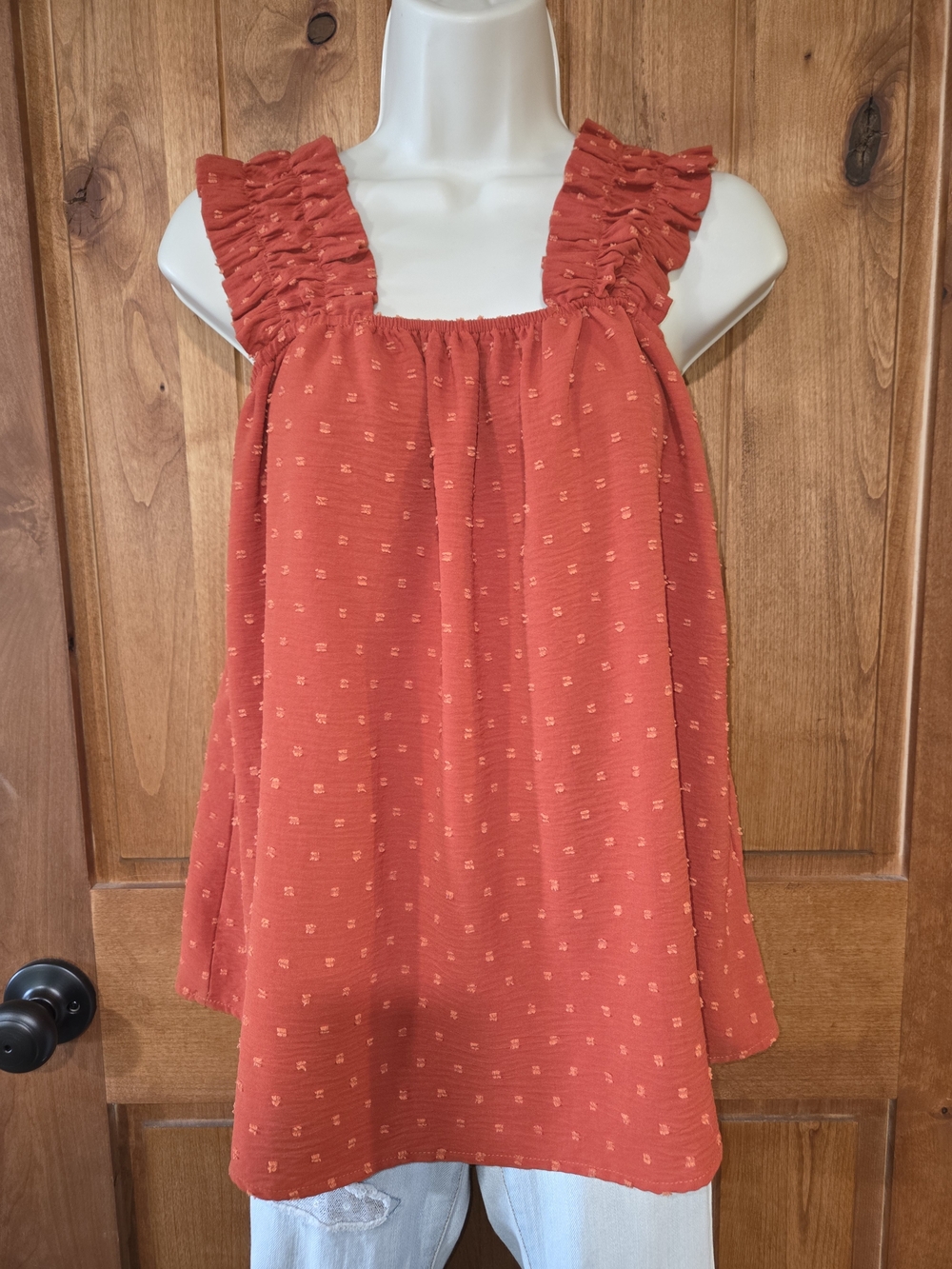 Women's Rust Ruffle Strap‎ Tank Top